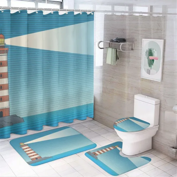 Lighthouse on Sea on a shower curtain