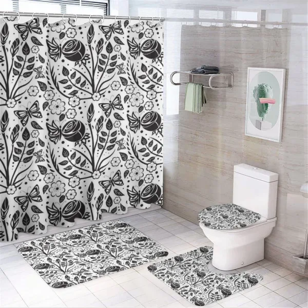 Monochromatic Butterfly Rose on a shower curtain