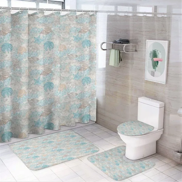 Pastel Toned Seashells on a shower curtain