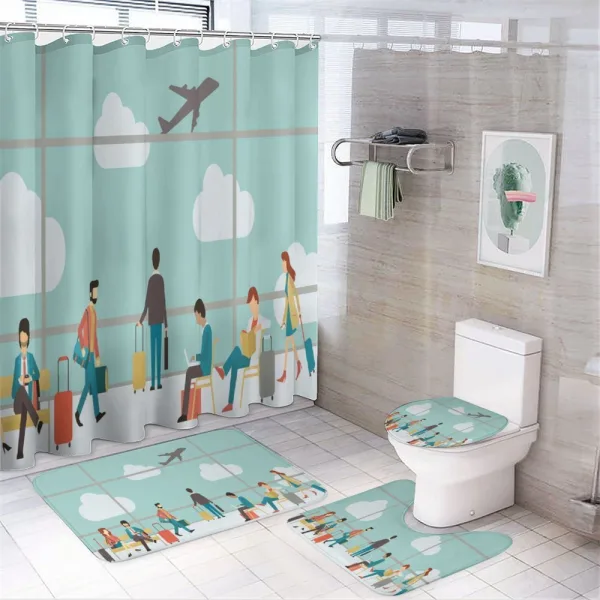 People Waiting in Terminal on a shower curtain