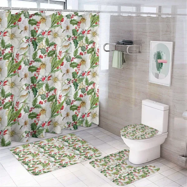 Poinsettia Pattern on a shower curtain