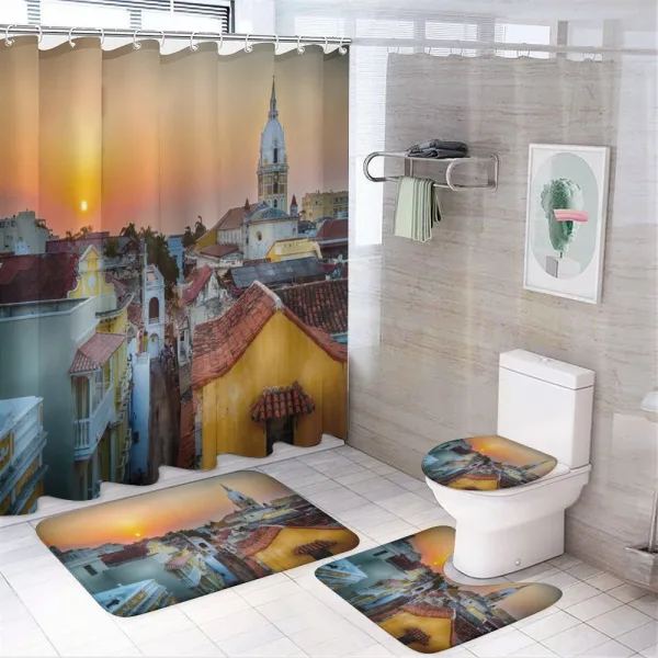 Rooftops Old City Coast on a shower curtain