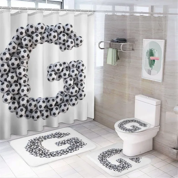 Soccer Arrangement on a shower curtain