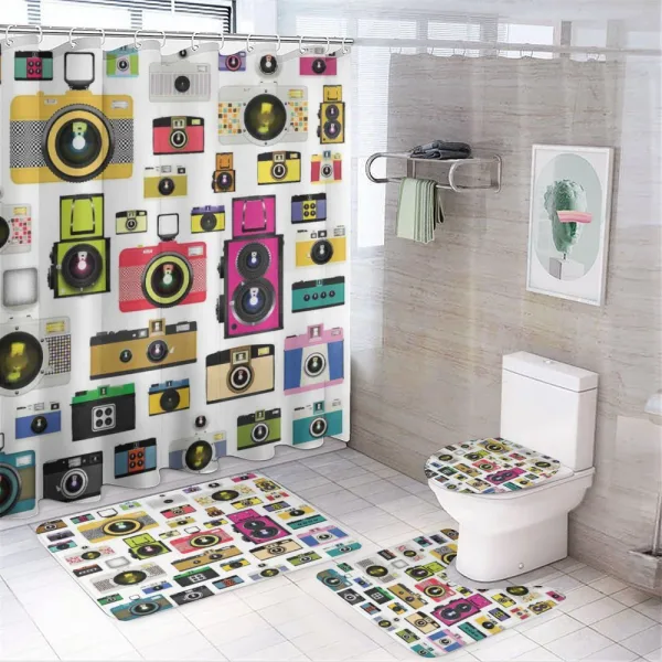 Vintage Old Cameras on a shower curtain