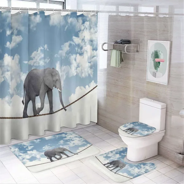 Classic Elephant Balance on a shower curtain