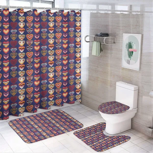 Colorful Hearts Art on a shower curtain