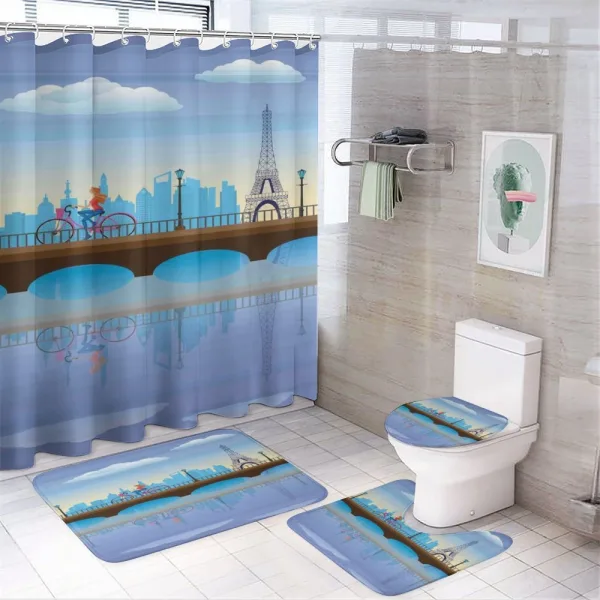 Eiffel Tower Cartoon Art on a shower curtain