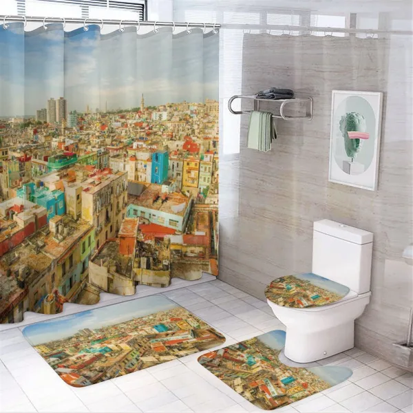 Havana City Houses on a shower curtain