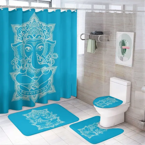 Old Elephant Figure Graphic on a shower curtain