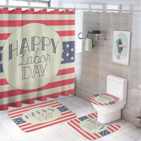 Pastel Tone Emblem Style on a shower curtain