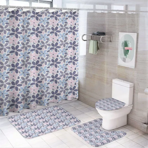 Polygonal Pastel Tone Petals on a shower curtain