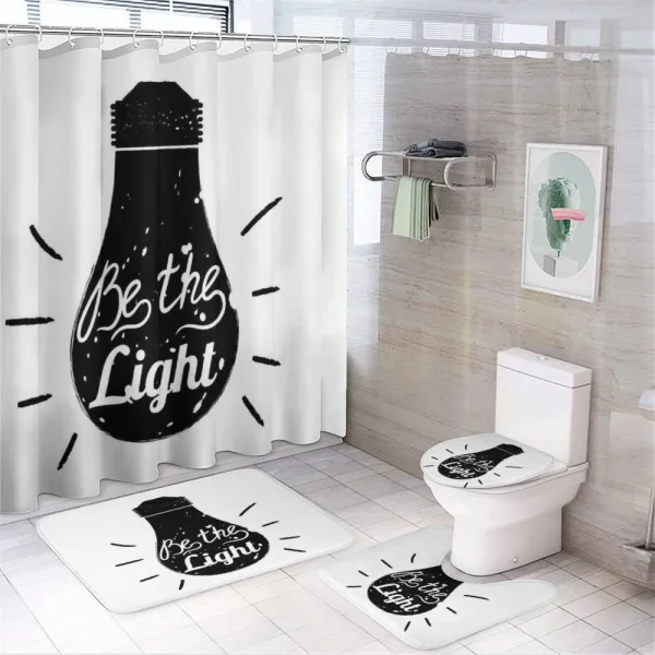 Text on Home Appliance on a shower curtain