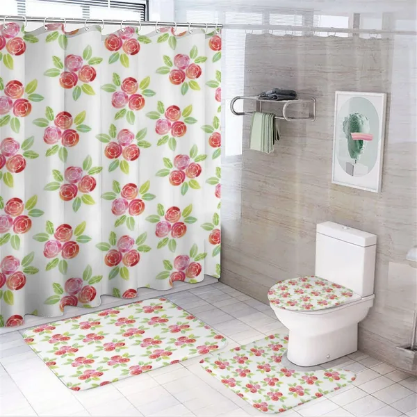 Watercolor Roses and Leaves on a shower curtain