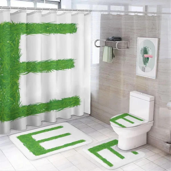 Woodland Uppercase E on a shower curtain