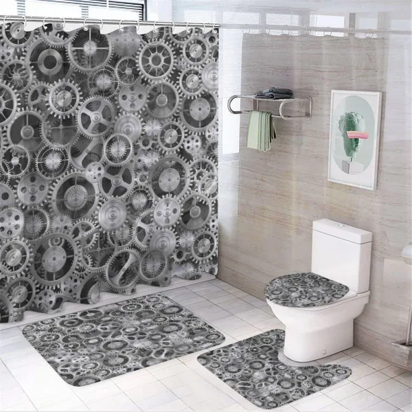 Clock Technologic Pattern on a shower curtain