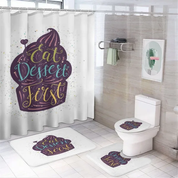 Doodle Cupcake Heart on a shower curtain