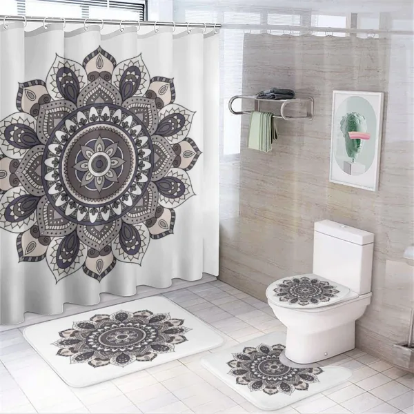Oriental Mandala Yoga Motif on a shower curtain