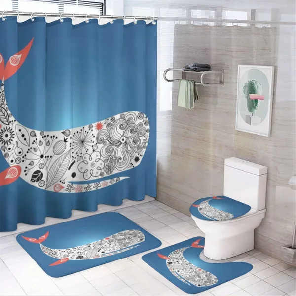 Ornamental Ocean Whale on a shower curtain
