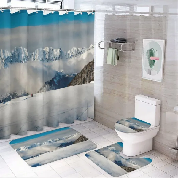 Panoramic Mountains Walk on a shower curtain