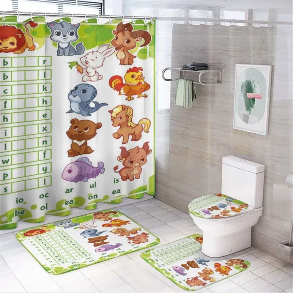 Rebus Game on a shower curtain