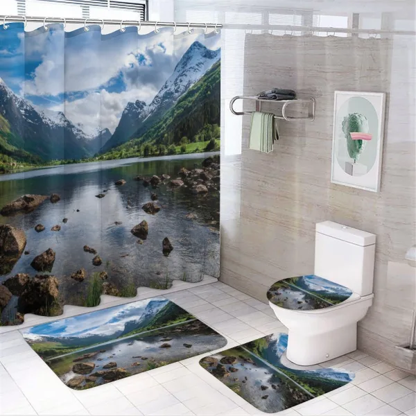 River Open Sky Norway on a shower curtain
