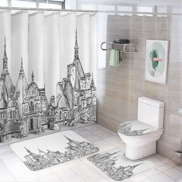 Sketchy Art Landmark on a shower curtain