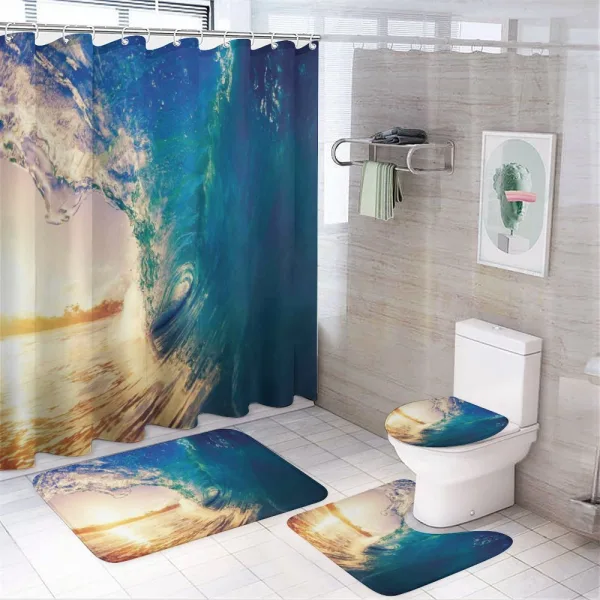 Tropical Trees Shoreline on a shower curtain