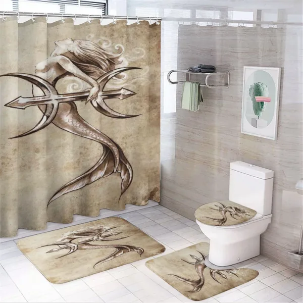 Vintage Mythical Art on a shower curtain