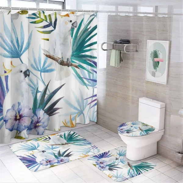 Watercolor Parrot Palm on a shower curtain
