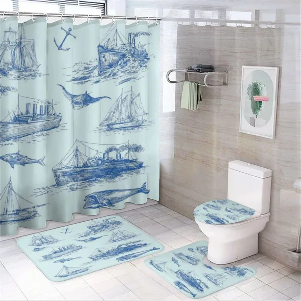 Wildlife Shark Boat on a shower curtain