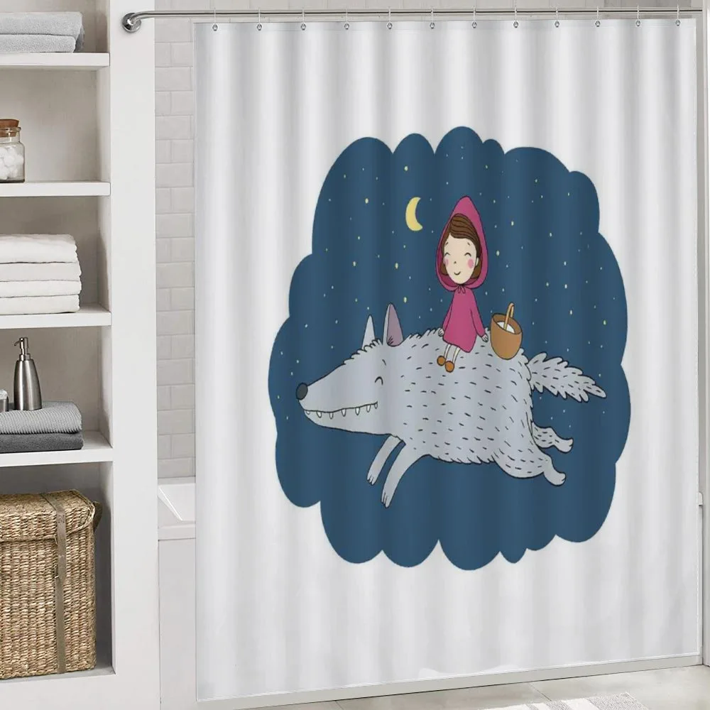 Cartoon Girl on Giant Wolf — Detail 4