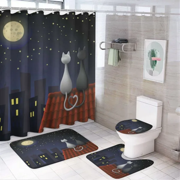 Cats on the Roof Valentines on a shower curtain