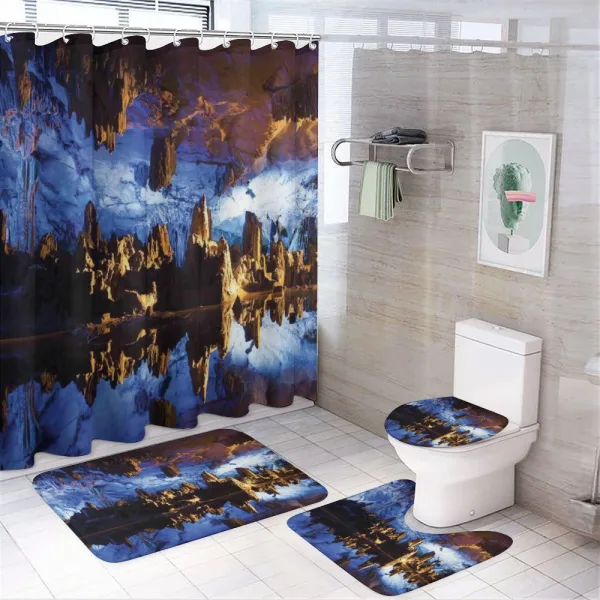 Cave Formation Reflection on a shower curtain
