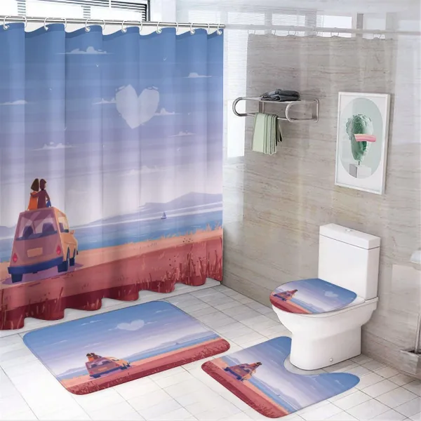 Couple on a Car Beach on a shower curtain