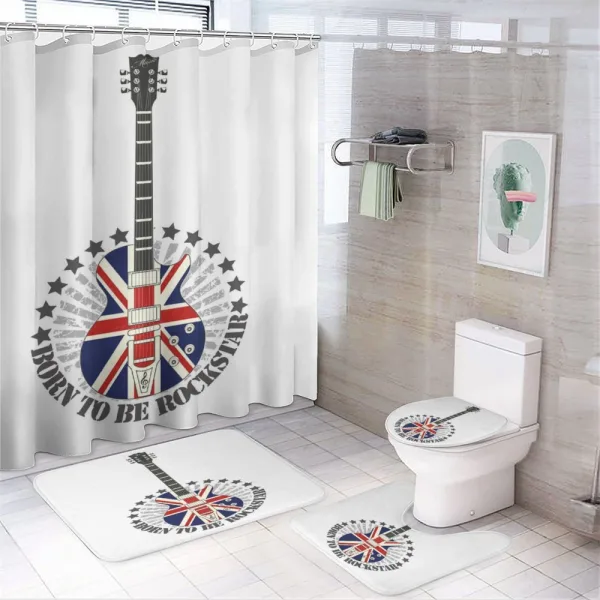England Flag Guitar on a shower curtain