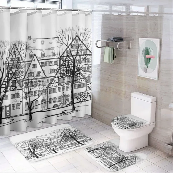 European Town Street on a shower curtain