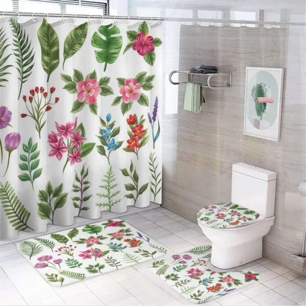 Exotic Flowers and Ferns on a shower curtain