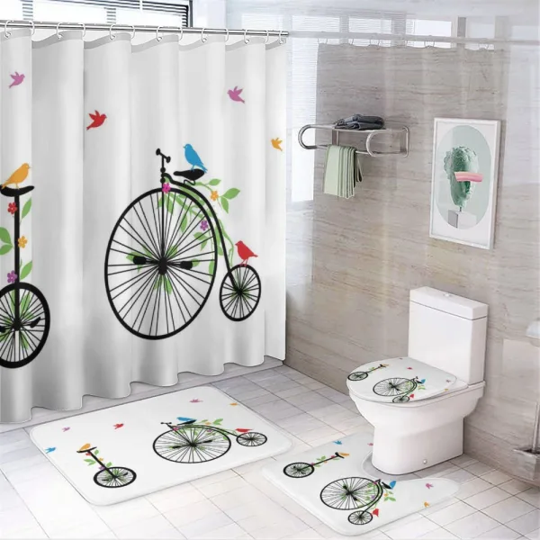 Flying Birds Flowers on a shower curtain