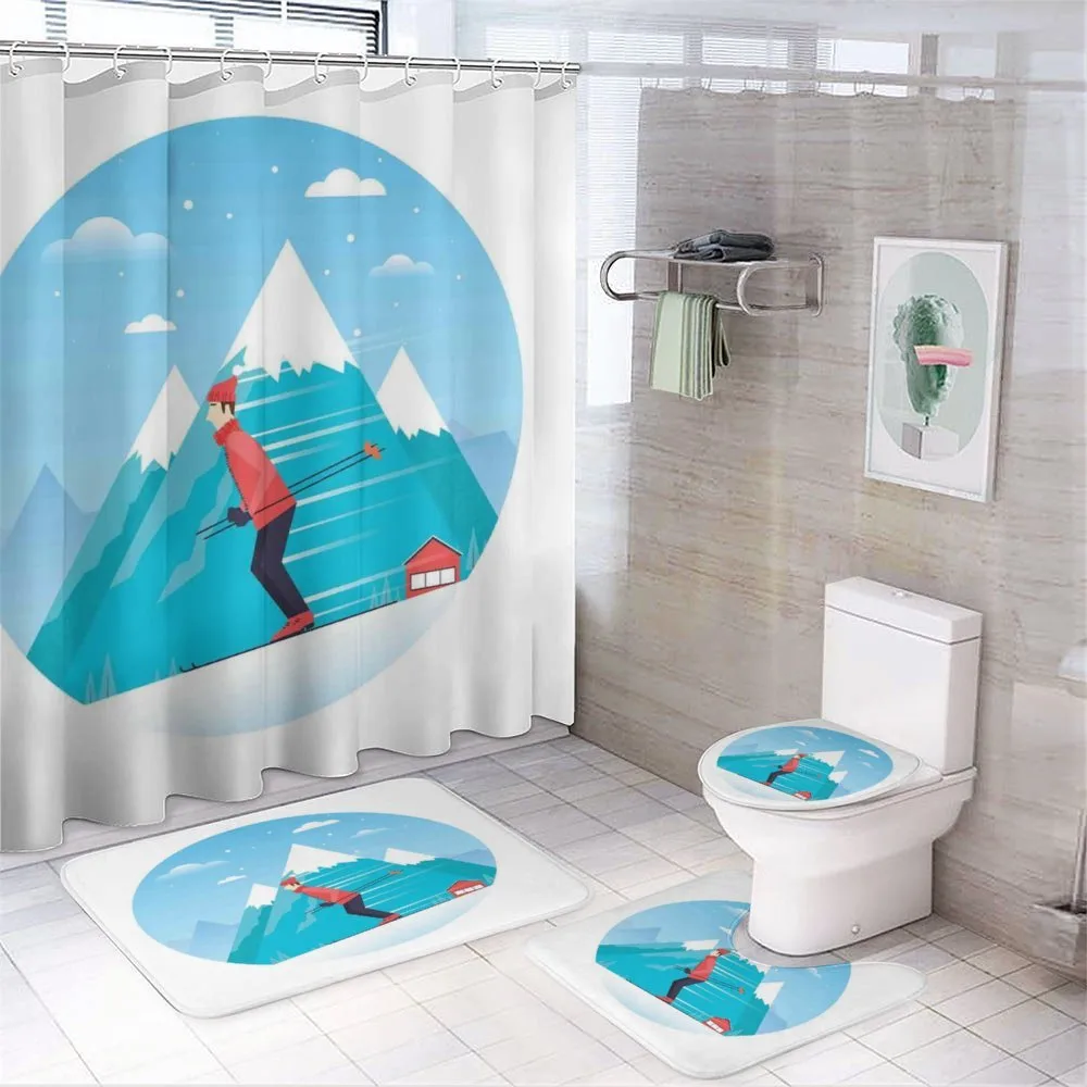 Man Skiing on a Snowy Hill — Your design