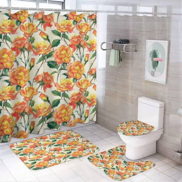 Old Bridal Vivid Bouquet on a shower curtain