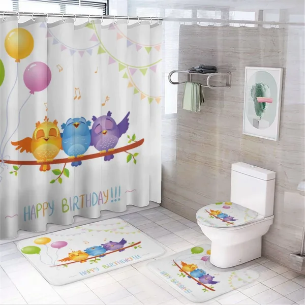 Owls Sitting Branch on a shower curtain