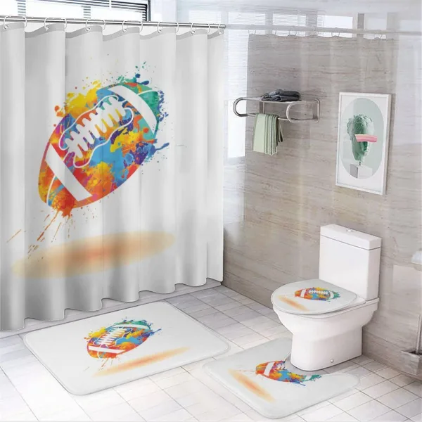 Rugby Ball Splash Effect on a shower curtain