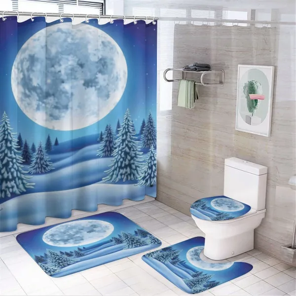 Snowy Hills Pattern on a shower curtain
