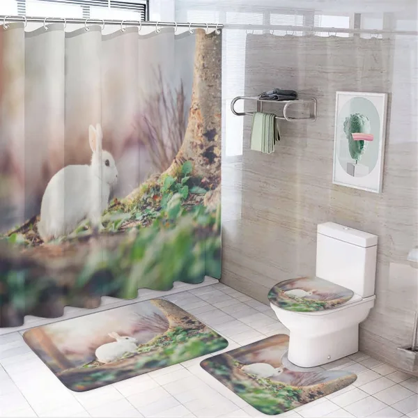 Spring Rabbit Forest on a shower curtain