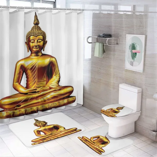 Statue Buildings Oriental on a shower curtain