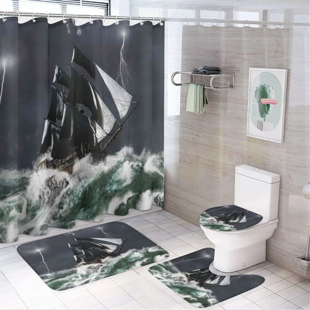 Storm Ship on Wavy Ocean — Your design