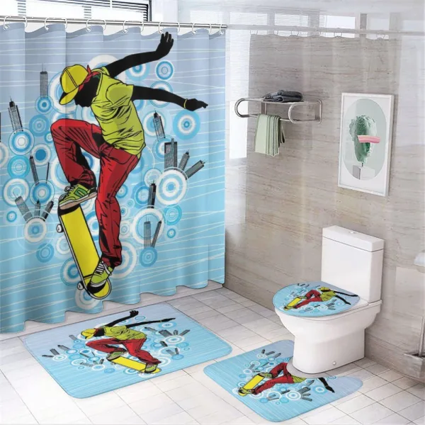 Teenager on Skateboard on a shower curtain