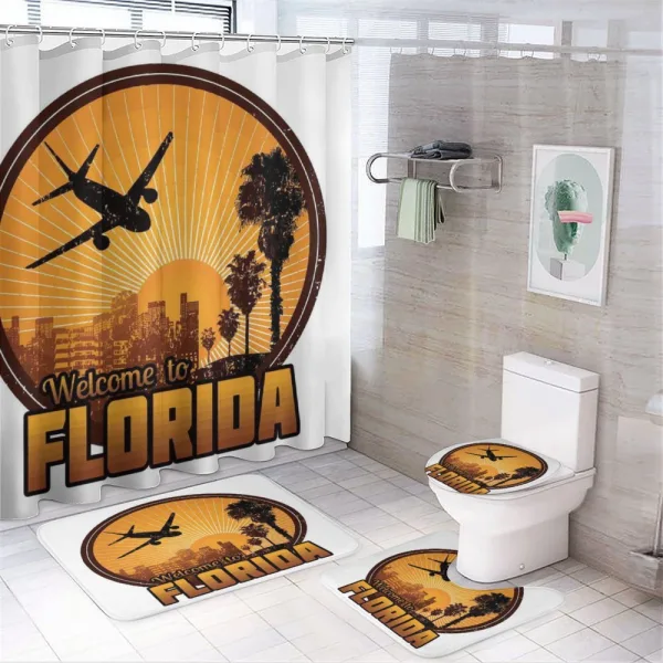 Travel Theme Old Stamp on a shower curtain
