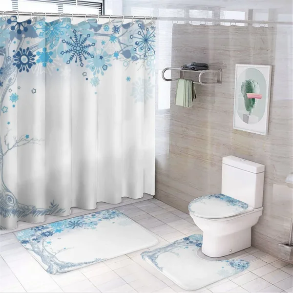 Abstract Tree Snowflakes on a shower curtain