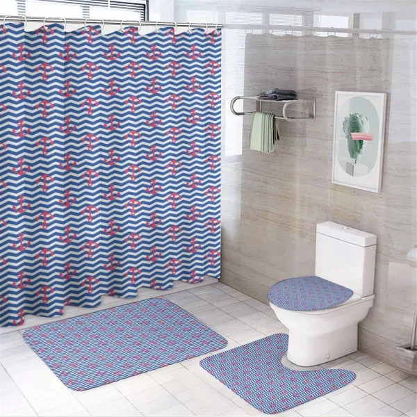 Anchors Slhouettes Waves on a shower curtain